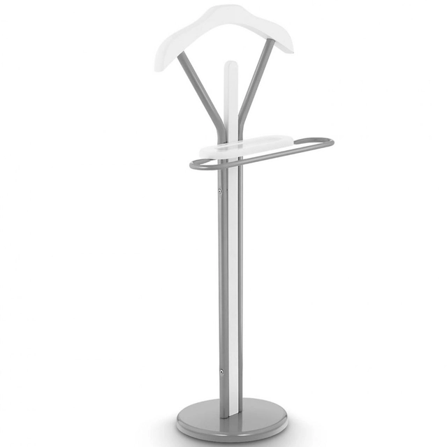 Stand, coat hanger, suit with a shelf, silver, free-standing, floor