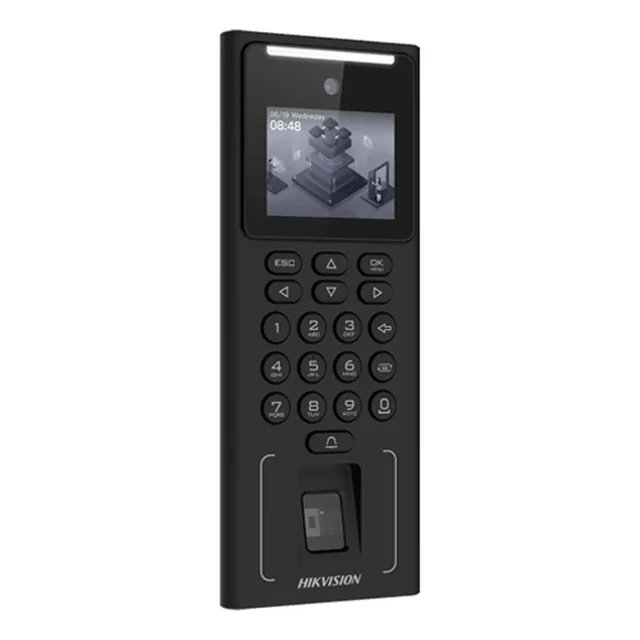 Standalone toegangscontroleterminal met gezichtsherkenning Vingerafdrukkaart M1 en camerapincode 2MP kleuren LCD-scherm - Hikvision - DS-K1T321MFWX