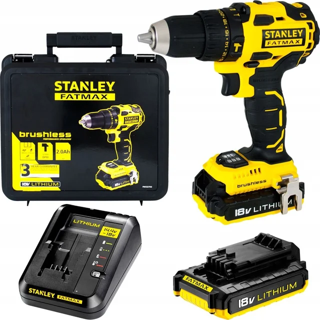 Stanley drill driver FMC627D2 18 V 2 x battery 2 Ah