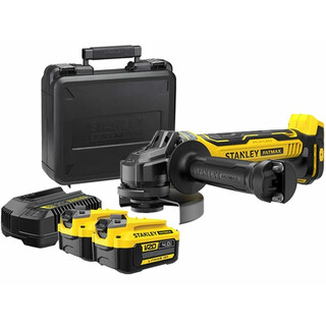 Stanley FatMax SFMCG700M2K-QW cordless angle grinder 18 V | 125 mm | 8000 RPM | Carbon Brushless | 2 x 4 Ah battery + charger | In a suitcase