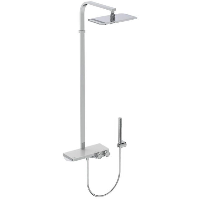 Stationary shower system Ideal Standard Ceratherm S200, with 200x300 head, shelf and hand shower Stick, chrome