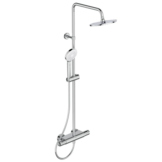 Stationary shower system Ideal Standard Ceratherm T50, with Ø200 head, shelf and hand shower, chrome