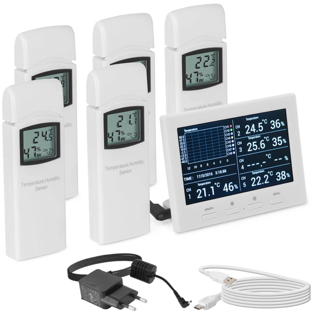 Stazione meteorologica senza fili 5 Sensori USB microSD