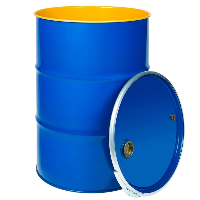 Steel barrel OH 212L removable lid with plugs 2 and 3/4 blue lacquered interior