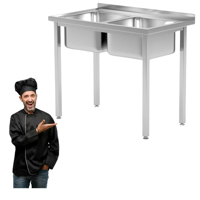 Steel Dining Table With Sink 2-Komorowym Hendi 100x60x85