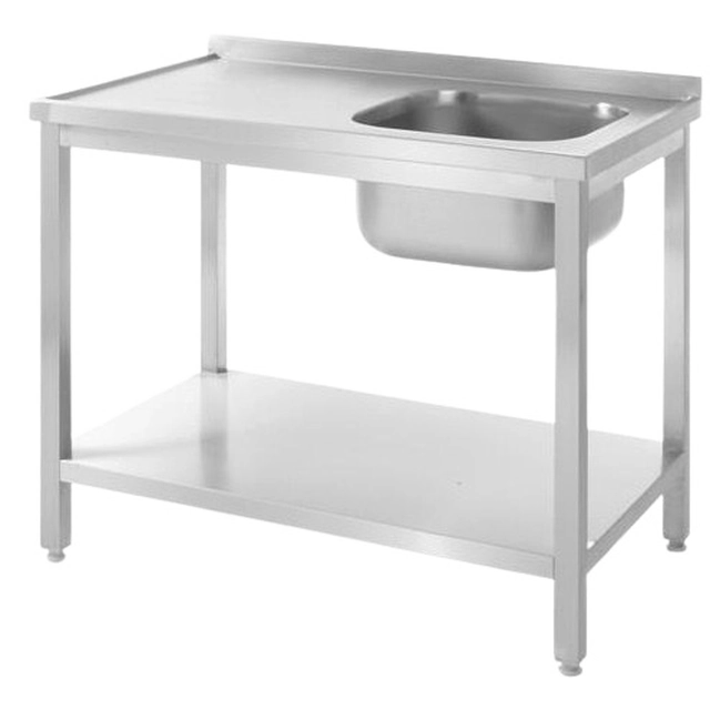 Steel Dining Table With Sink And Shelf 100x60 (P) Hendi 811870