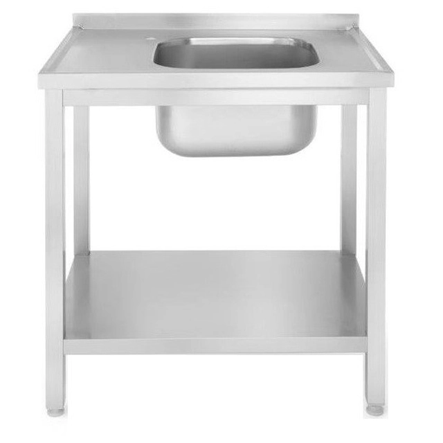 Steel Dining Table With Sink And Shelf 80x60 (P) Hendi 811863