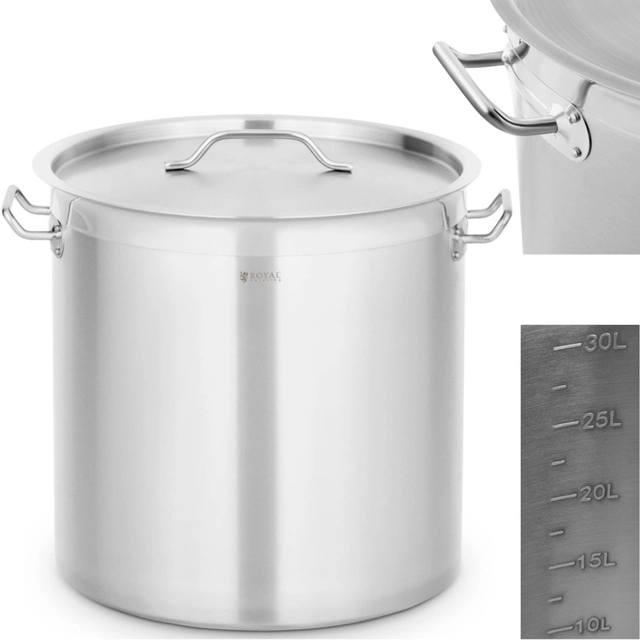 Steel pot with a measuring cup lid for an electric gas induction cooker 33 l