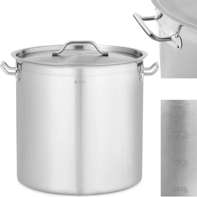 Steel pot with measuring cup for electric gas induction cooker 50 l