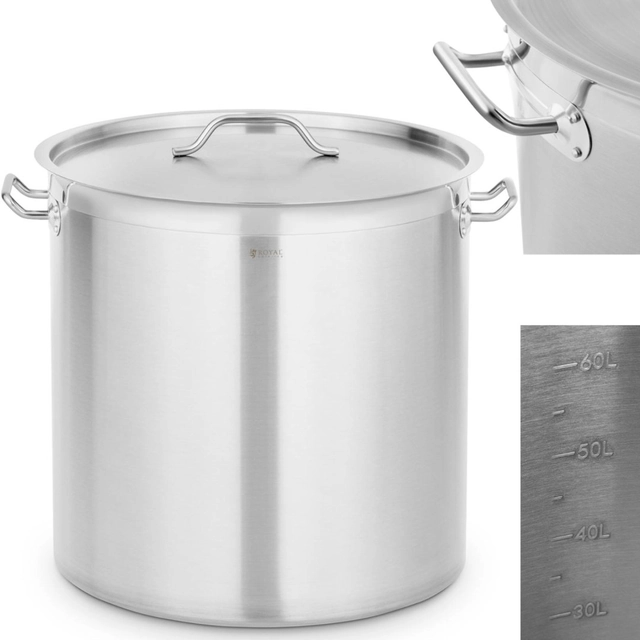 Steel pot with measuring cup for electric gas induction cooker 71 l