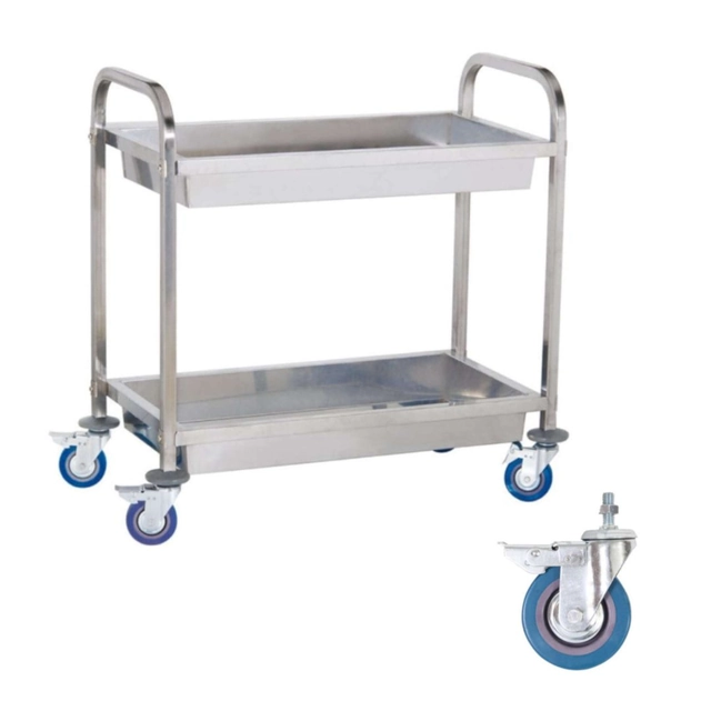 Steel waiter&#39;s trolley 2 shelves with deep shelves