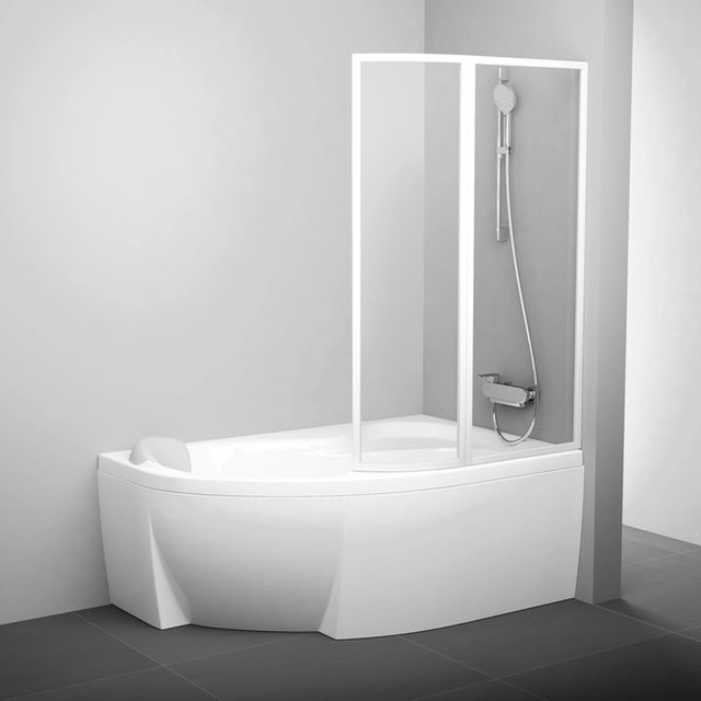 Стена за баня Ravak Rosa, VSK2 160, R бяло+стъкло Прозрачно
