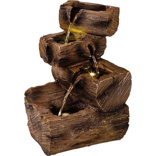 STILISTA Fuente de jardín, 25 x 23 x 38 cm, troncos de madera