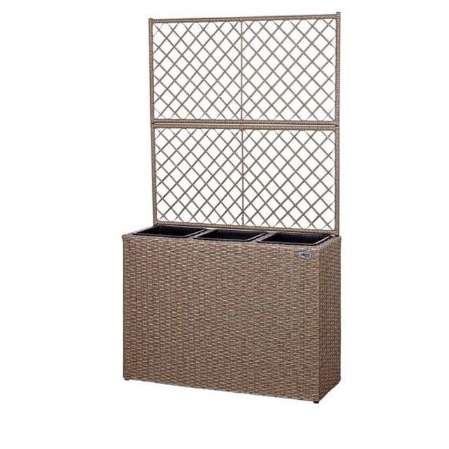 Stilista Rack for three flower pots with a support grid, cream color