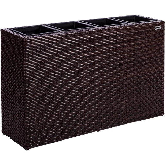 STILISTA Topf mit 4 Töpfen, geflochtenes Polyrattan, braun