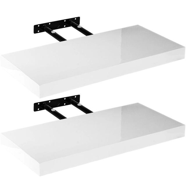 Stilista Wall shelf, set 2 pcs, 30 cm, white gloss