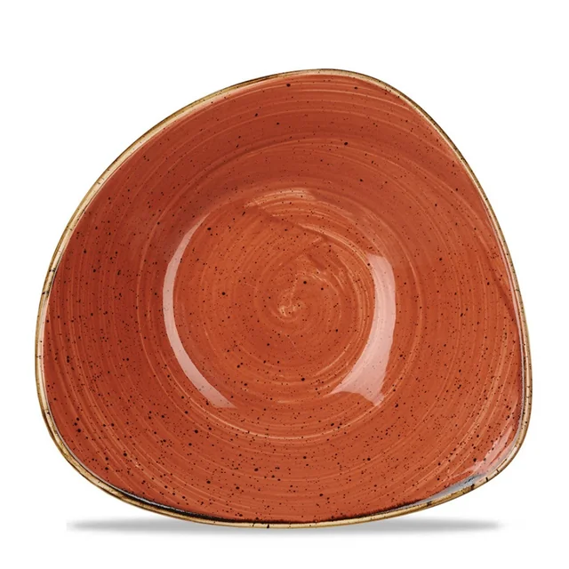 Stonecast Spiced Orange triangular bowl 235 mm