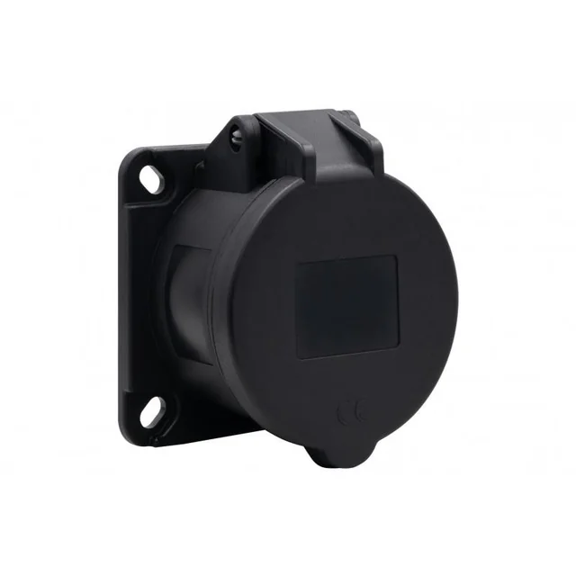 Straight panel socket 16A/5P 380V-415V /FE/ IP44 black F7.0169