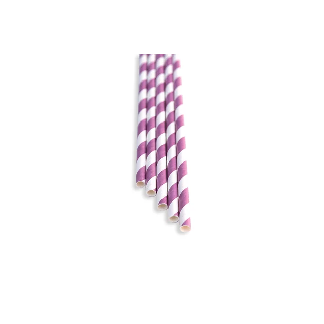 Straws pink stripes 8x210 (pack 100 pcs)