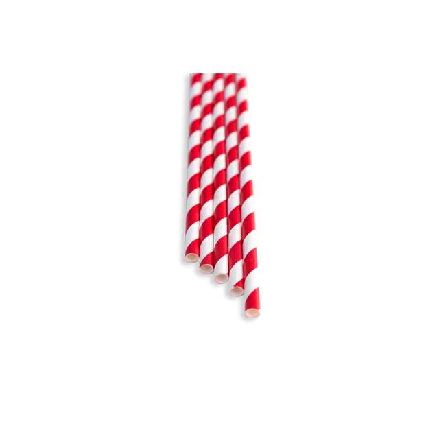 Straws red stripes 8x250 (pack 100 pcs)