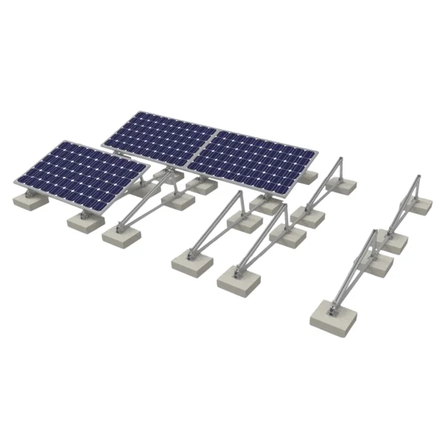 Structure lestée en aluminium, modules disposés horizontalement avec un rail photovoltaïque