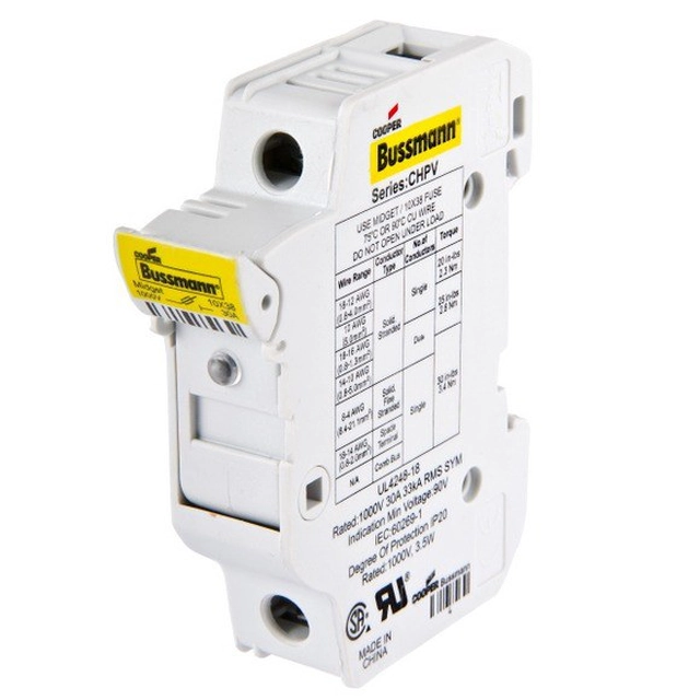 sulakepohja,32 A, DC 1000 V,10 x 38 mm, gPV,2P, UL, IEC, DIN-kisko