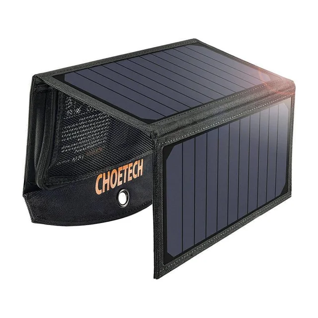 Sulankstomas päikese įkroviklis Choetech SC001 19W 2xUSB (juodas)