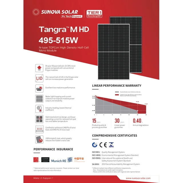 Sunova päikeseenergia SS-500-54MDH-G10(T)