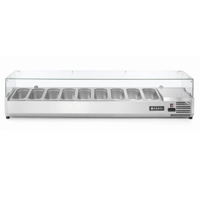 Superestructura con vitrina refrigerada 9 x GN 1/3 ancho 200cm - Hendi 232996