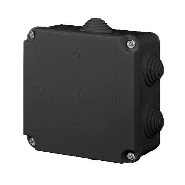 Surface-mounted box, hermetic PK-2 108x108x58 IP55, EP-Lux, 6 glands, black