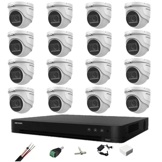 Surveillance system 16 Hikvision indoor cameras 8MP 4 in 1 2.8mm, IR 30m, DVR 16 channels 4K, mounting accessories