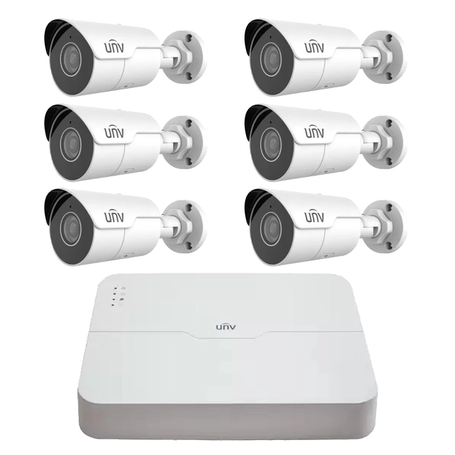 Surveillance system 6 UNV cameras 4MP IP PoE Starlight, 2.8mm, Audio, IR 50m, NVR 4K 8 channels