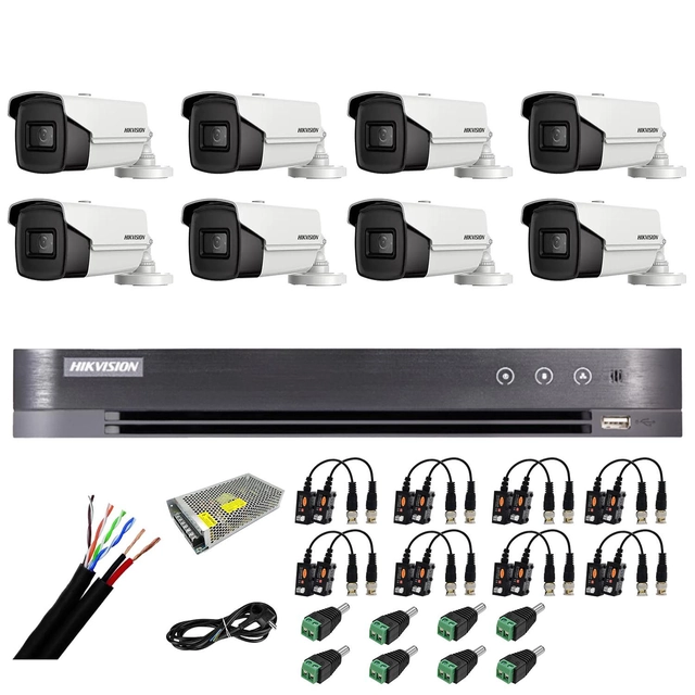 Surveillance system 8 Hikvision cameras 8MP 4 in 1, 2.8mm, IR 60m, DVR 8 channels 4K 8MP, accessories