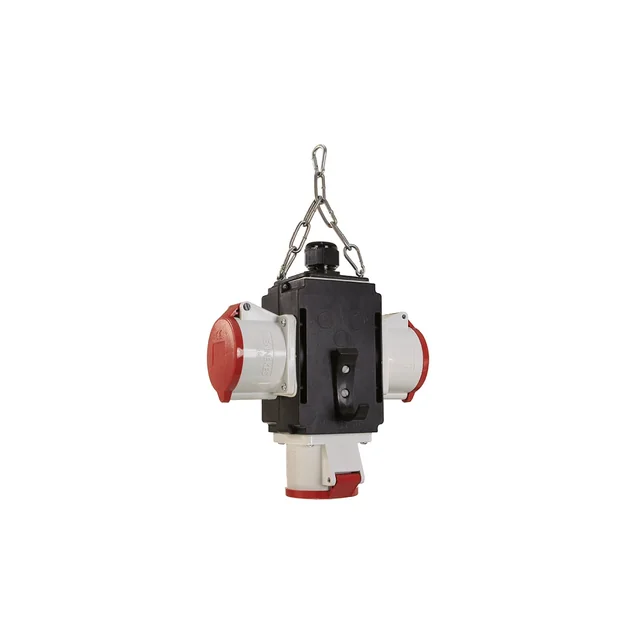 Suspended power distributor with 3 three-phase sockets 400V 5 poles 32A IP44