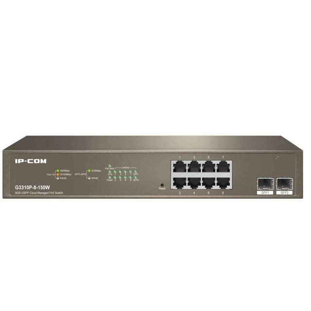 Swicth IP-COM 8GE+2SFP CLOUD POE УПРАВЛЯВАН G3310P-8-150W