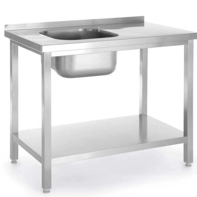 Swimming pool single-chamber sink with shelf left Budget Line STAL 800 x 600 x 850 cm - Hendi 817001