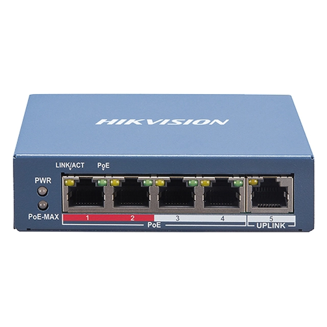Switch 4 PoE ports, 1 uplink port RJ45, SMART Management - HIKVISION DS-3E1105P-EI