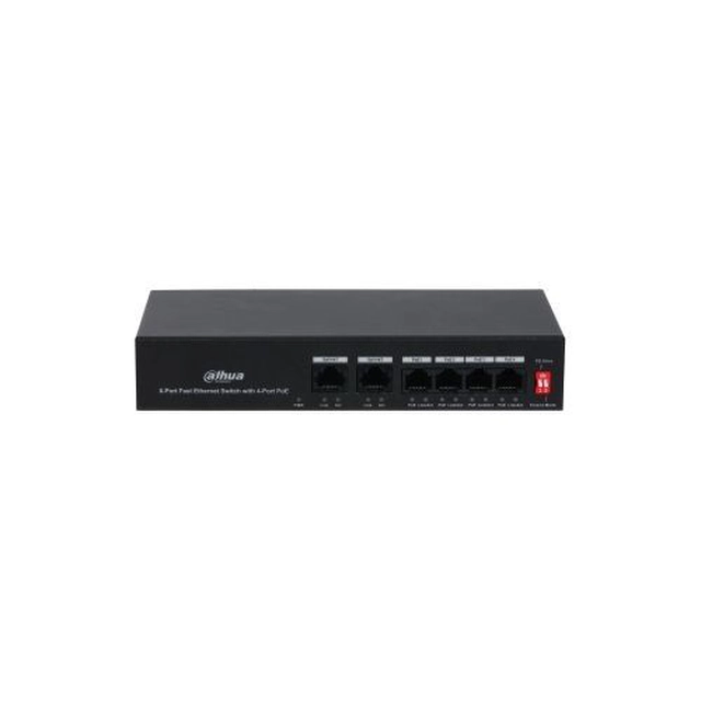 Switch 4 poorten, 1.2 Gbps, PoE, met beheer, Dahua PFS3006-4ET-36