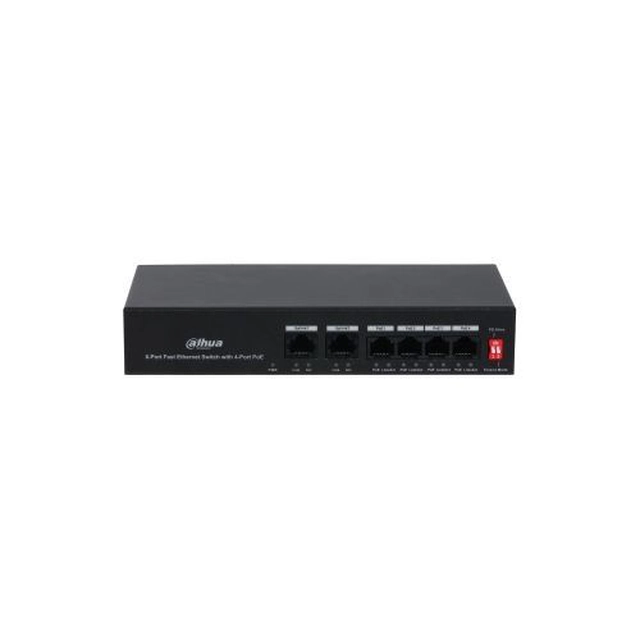 Switch 4 ports, 1.2 Gbps, PoE, with management, Dahua PFS3006-4ET-36