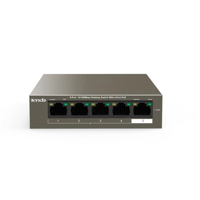 Switch 5 porte 10/100 Mbps 4 porte PoE Tenda - TEF1105P-4-38W