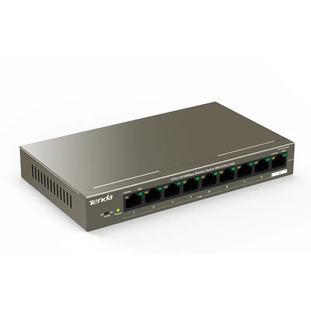 Switch 8 PoE-Ports, 1 Uplink-Port RJ45, 10/100Mbps - TENDA TND-TEF1109P-8-63W