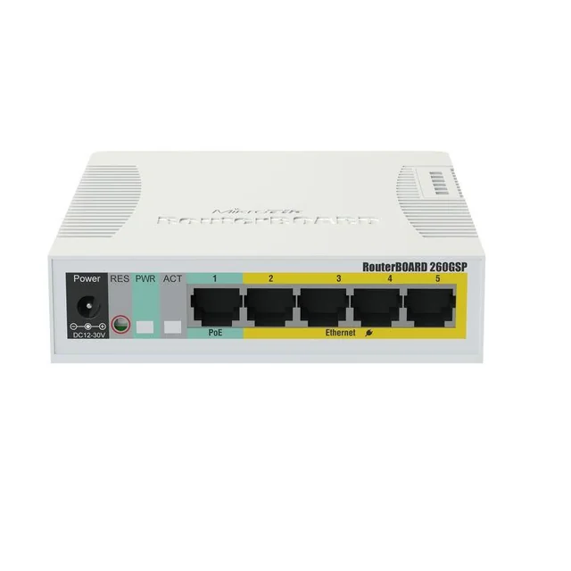 Switch with 5 MikroTik Gigabit ports RB260GSP