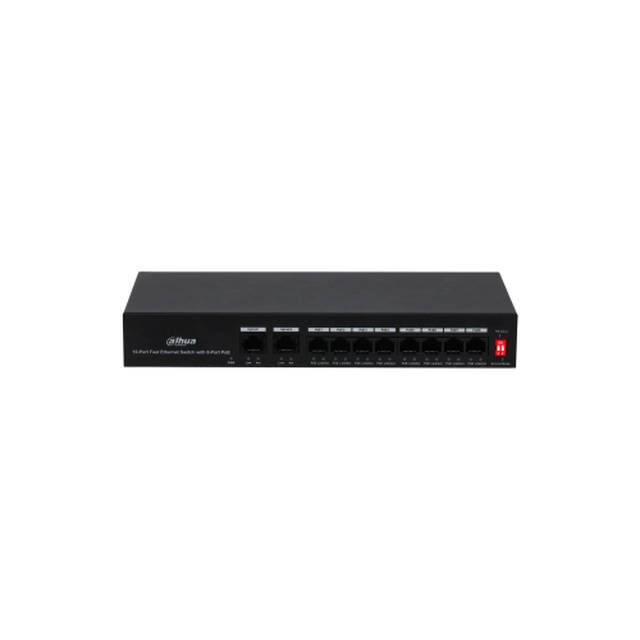 Switch,10 porte, 2000 MAC, 2 Gbps, uadministreret, 250 m, PoE, Dahua PFS3010-8ET-65