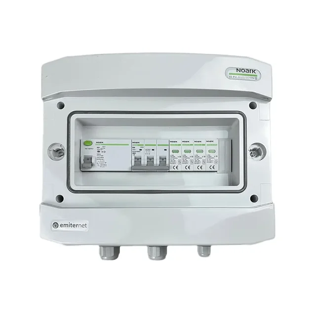 SwitchgearAC hermetic IP65 EMITER with AC surge arrester Noark type 2, 50A 3-F, RCD type A 63A/300mA