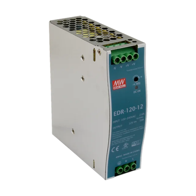 Switching power supply, 12V / 10A, DIN-skena - MEAN WELL EDR-120-12