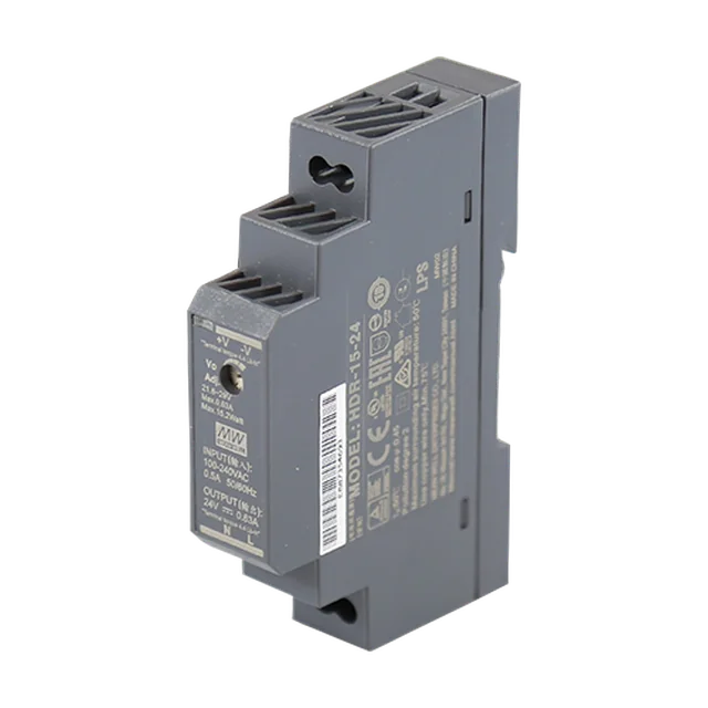 Switching power supply, 24V / 0.63A, DIN rail - MEAN WE HDR-15-24