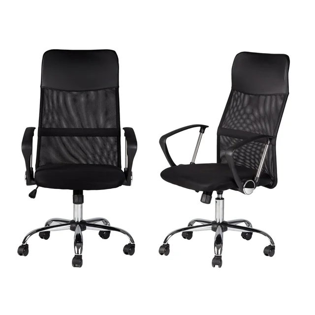 Swivel office chair, chrome legs, high backrest