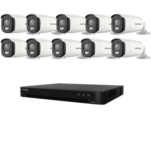 System nadzoru Hikvision 10 kamery 5MP ColorVu, kolor w nocy 40m, DVR z kanałami 16 8MP