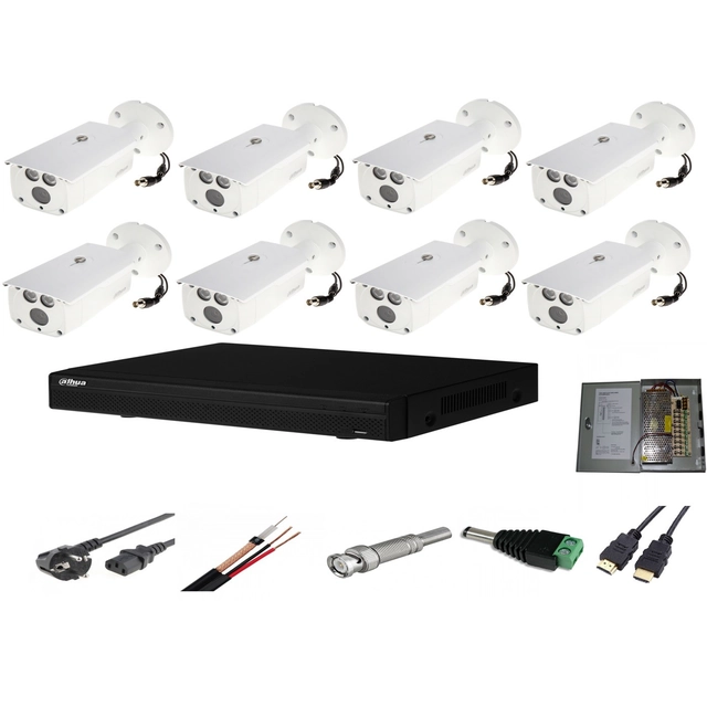 Système complet de vidéosurveillance extérieure 8 Caméras Dahua 2MP Starlight IR 80m, CADEAU Câble HDMI