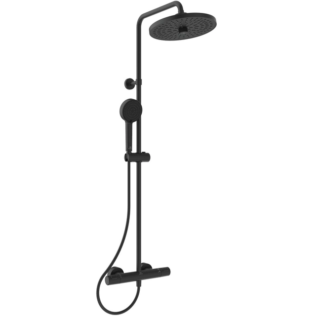 Système de douche fixe Ideal Standard Ceratherm T25+, avec pomme de douche Ø260 et douchette à main, Silk Black noir mat